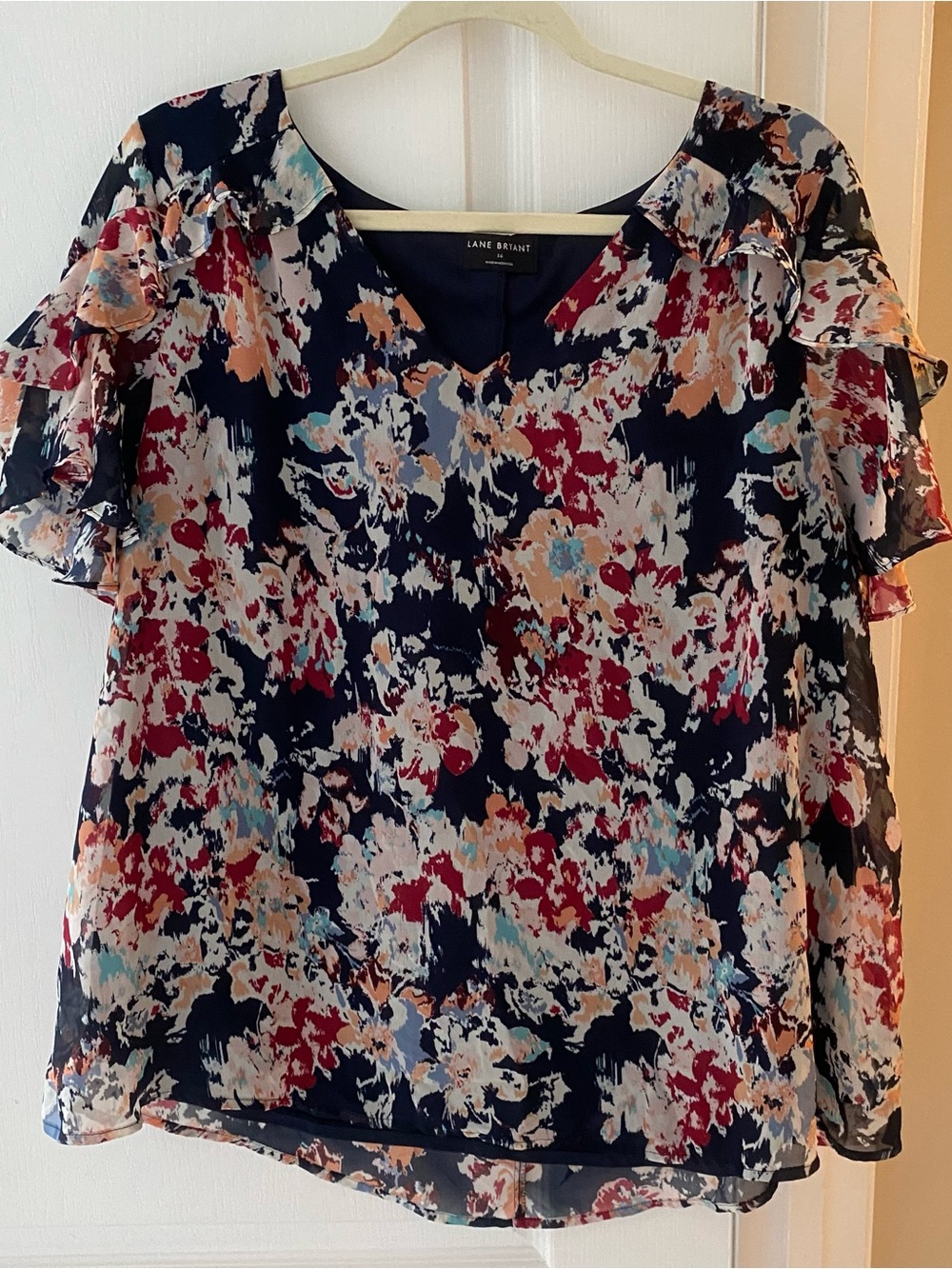 Lane Bryant Navy Floral Blouse